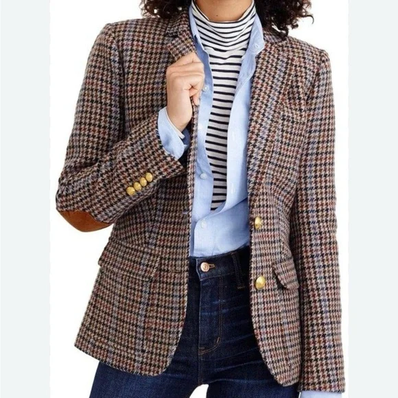 J. Crew Brown and Tan Houndstooth Blazer - Picture 1 of 2